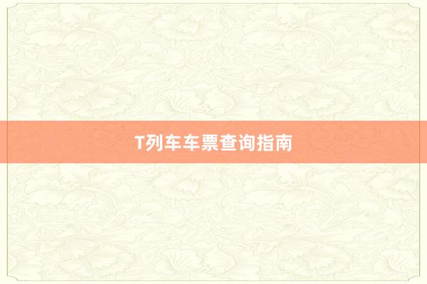 T列车车票查询指南