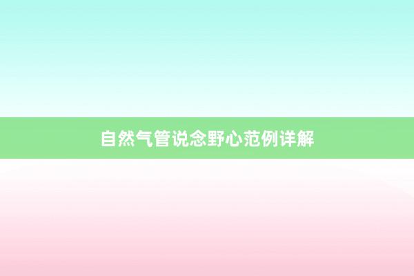 自然气管说念野心范例详解
